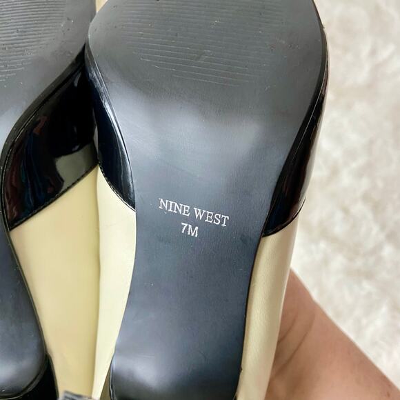 Nine West Black & Cream Leather Heels - Picture 5 of 9